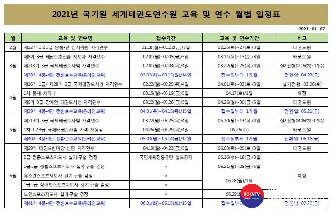 기사 2021.01.08.(금) 1-1 (사진) 국기원 [교육] 2021년도 국기원 세계태권도연수원 연간 교육일정001.JPG